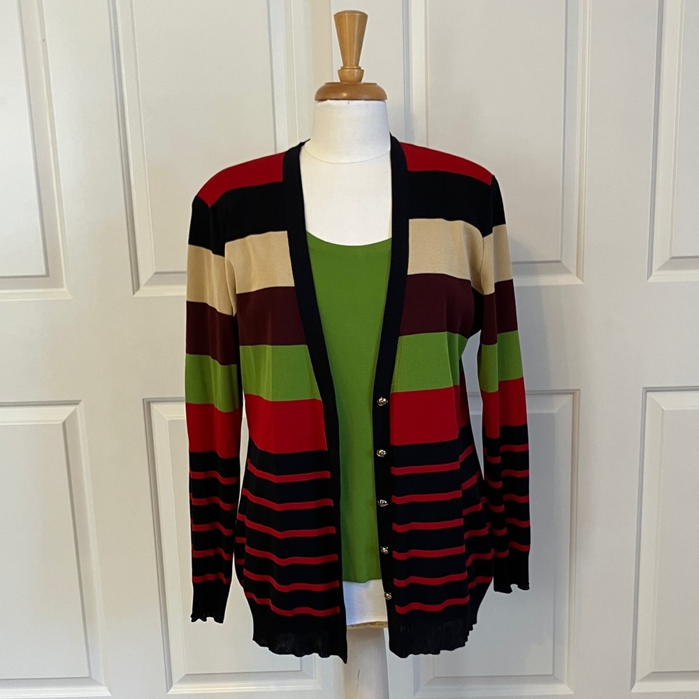 Exclusively Misook Multicolor Striped Cardigan An… - image 1